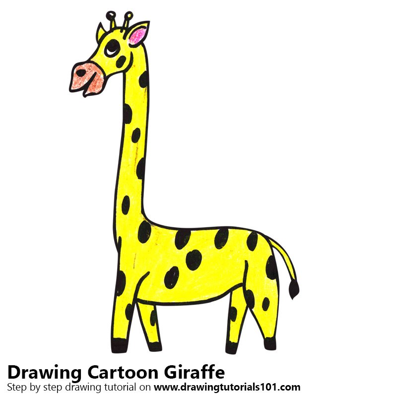 Drawing-Cartoon-Giraffe How to draw a giraffe with these realistic & cartoon drawing tutorials
