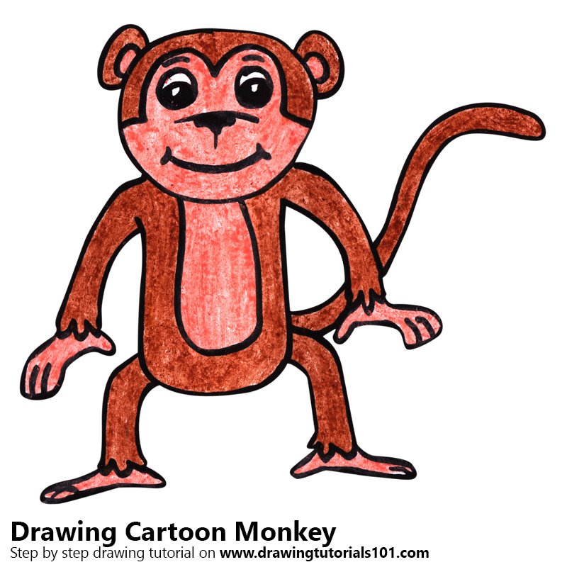 Easy Monkey Drawing Tutorial  Simple Monkey Drawing StepbyStep