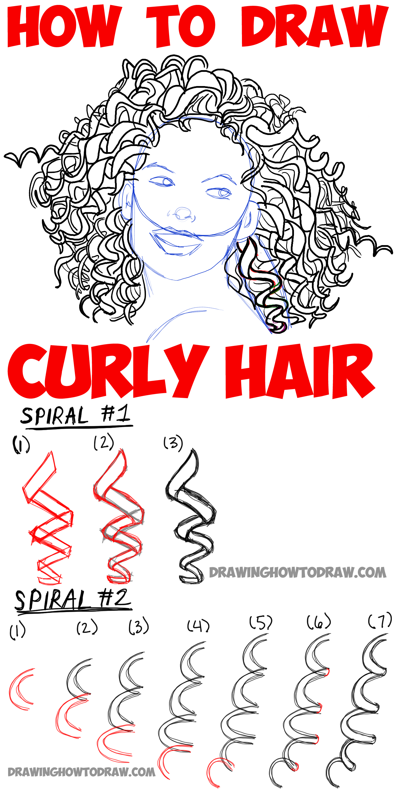 Curly hair how to draw how