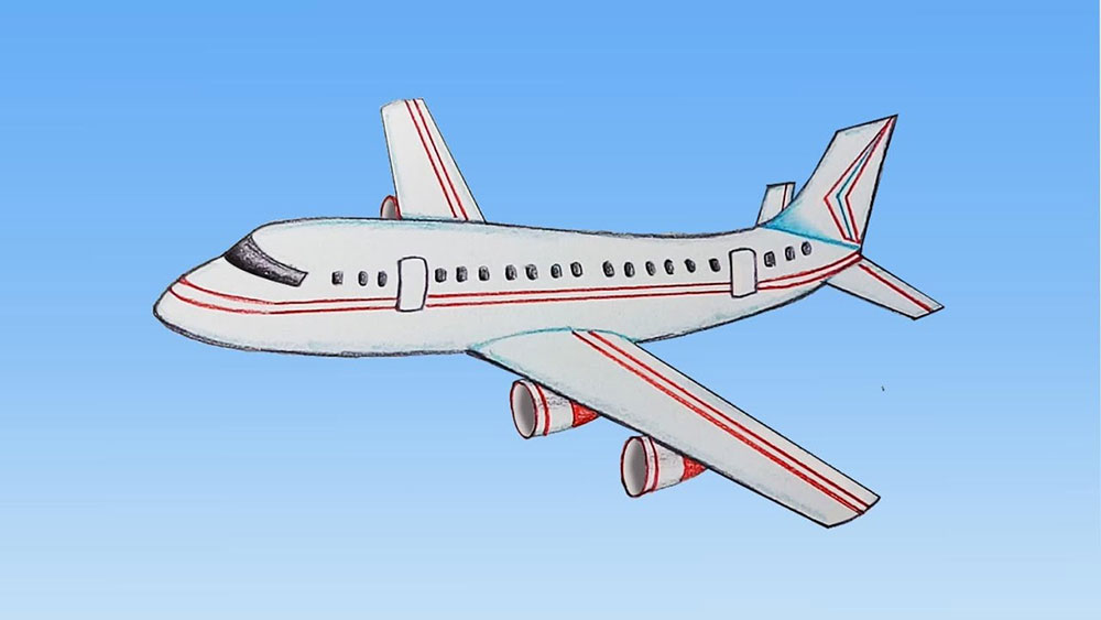 cartoon super simple airplane how to draw