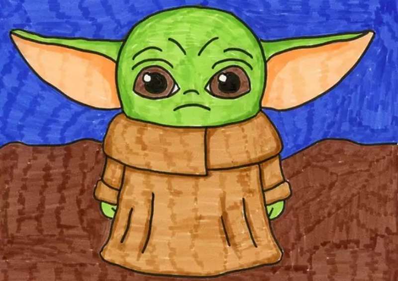 Easy-How-To-Draw-Baby-Yoda-Tutorial-Video-And-Baby-Yoda-Coloring-Page-1 How To Draw Baby Yoda: 23 Tutorials for You