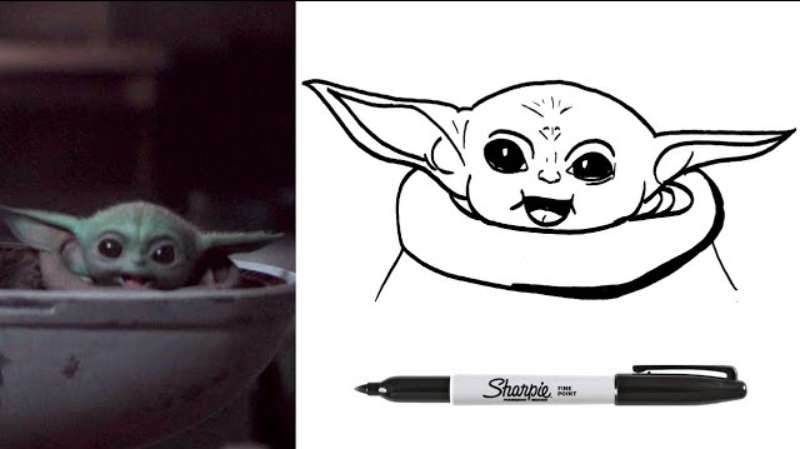 Happy-Baby-Yoda-How-To-Draw-1 How To Draw Baby Yoda: 23 Tutorials for You