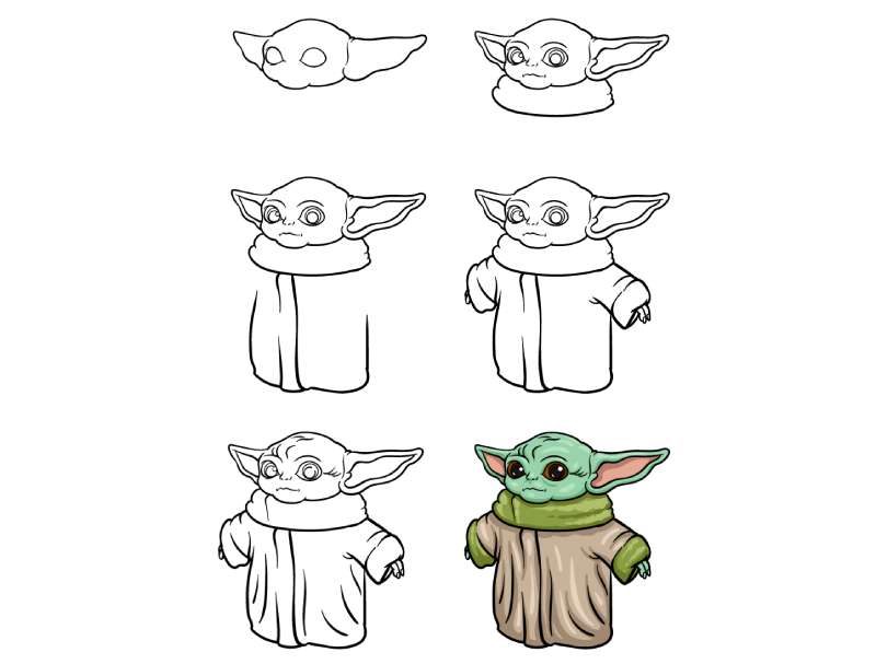 How-To-Draw-Baby-Yoda-%E2%80%93-A-Step-By-Step-Guide-1 How To Draw Baby Yoda: 23 Tutorials for You