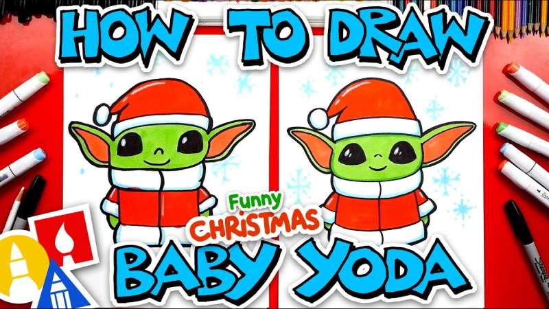 How-To-Draw-Christmas-Baby-Yoda-1 How To Draw Baby Yoda: 23 Tutorials for You