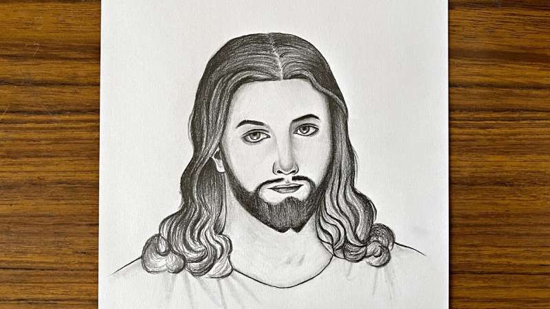 Jesus Christ Face Drawing Sketch Art Graphic by Topstar · Creative Fabrica