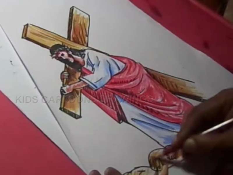 How-To-Draw-Jesus-Christ-With-Cross-Color-Drawing-Step-By-Step-proper How To Draw Jesus Quickly And Easily