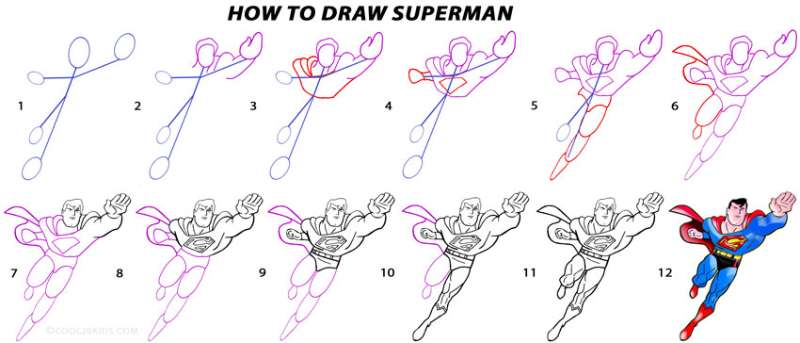 How-To-Draw-Superman-In-Six-Steps-1 How To Draw Superman: 17 Quick Tutorials