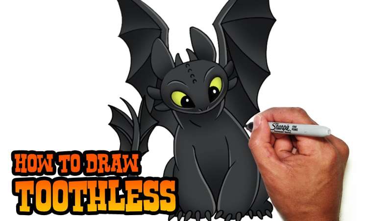How-To-Draw-Toothless-How-To-Train-Your-Dragon-Easy-Video-Tutorial-1 How To Draw Toothless In A Few Steps