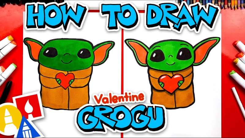 How-To-Draw-Valentines-Baby-Yoda-1 How To Draw Baby Yoda: 23 Tutorials for You