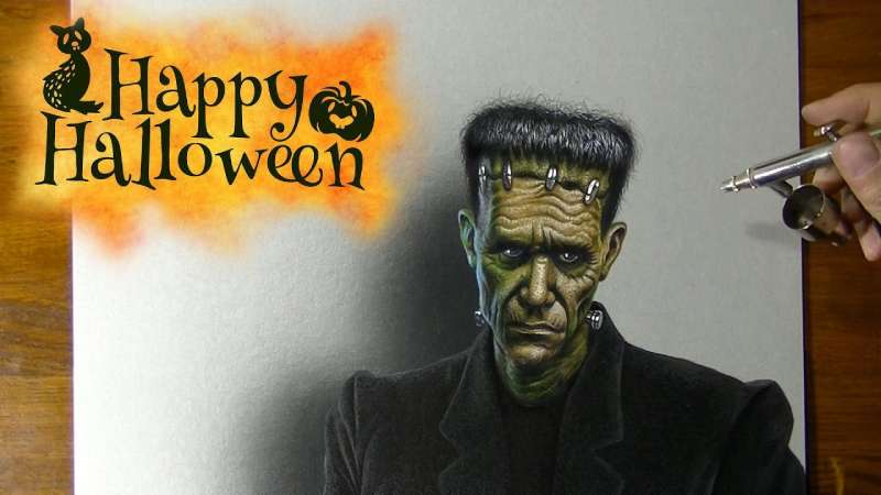 Drawing-Frankensteins-Monster-For-Halloween-1 How To Draw Frankenstein’s Monster: 19 Tutorials