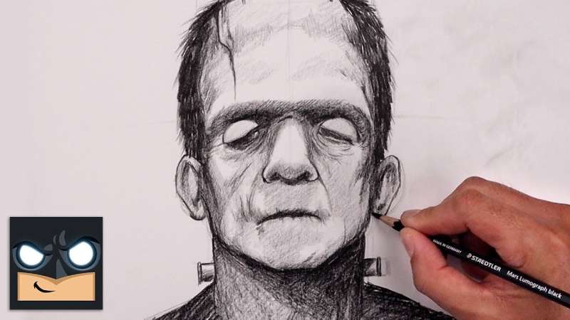 How-To-Draw-Frankenstein-Halloween-Sketch-Tutorial-1 How To Draw Frankenstein’s Monster: 19 Tutorials