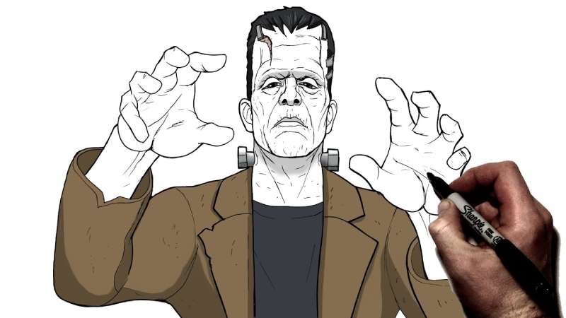 How-To-Draw-Frankenstein-Step-By-Step-Halloween-1-1 How To Draw Frankenstein’s Monster: 19 Tutorials
