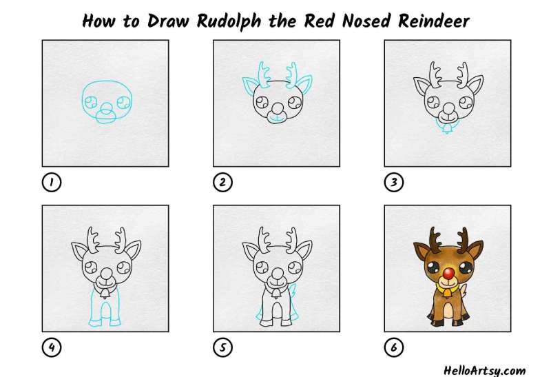 How-To-Draw-Rudolph-The-Red-Nosed-Reindeer-6-Steps-1 How To Draw Rudolph: Quick Tutorials To Follow