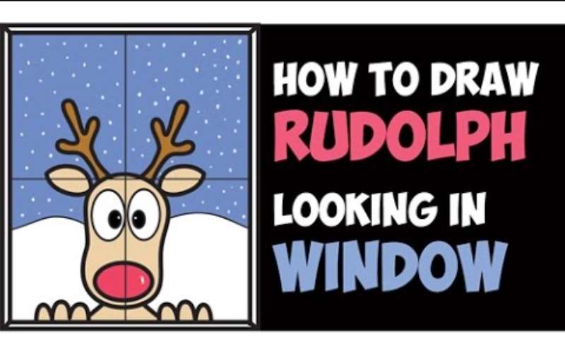 How-To-Draw-Rudolph-The-Red-Nosed-Reindeer-Looking-In-Window-1 How To Draw Rudolph: Quick Tutorials To Follow