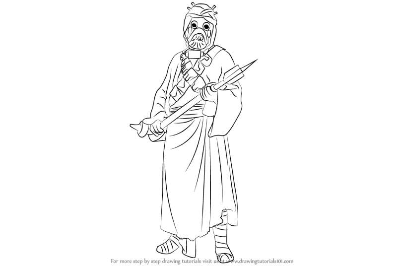 How-To-Draw-Tusken-Raider-From-Star-Wars How To Draw Star Wars Characters
