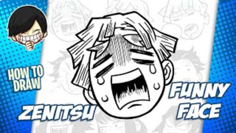 How-To-Draw-Zenitsu-Funny-Face-Step-By-Step-1 How To Draw Zenitsu: 27 Tutorials For You