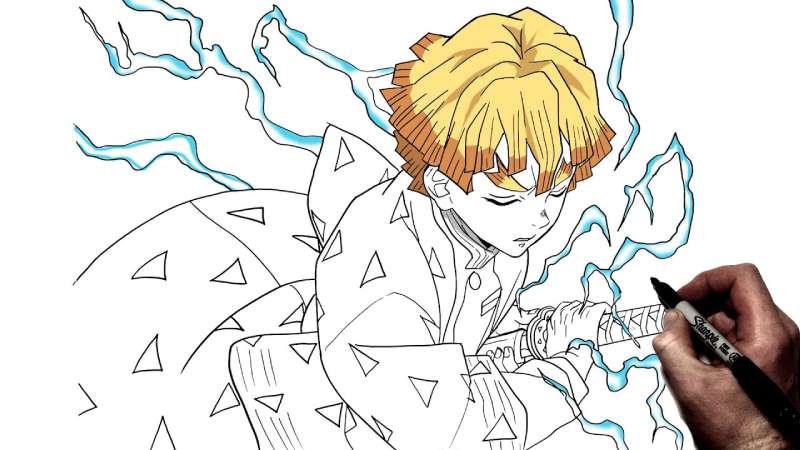 How-To-Draw-Zenitsu-Thunder-Clap-Step-By-Step-Demon-Slayer-1 How To Draw Zenitsu: 27 Tutorials For You