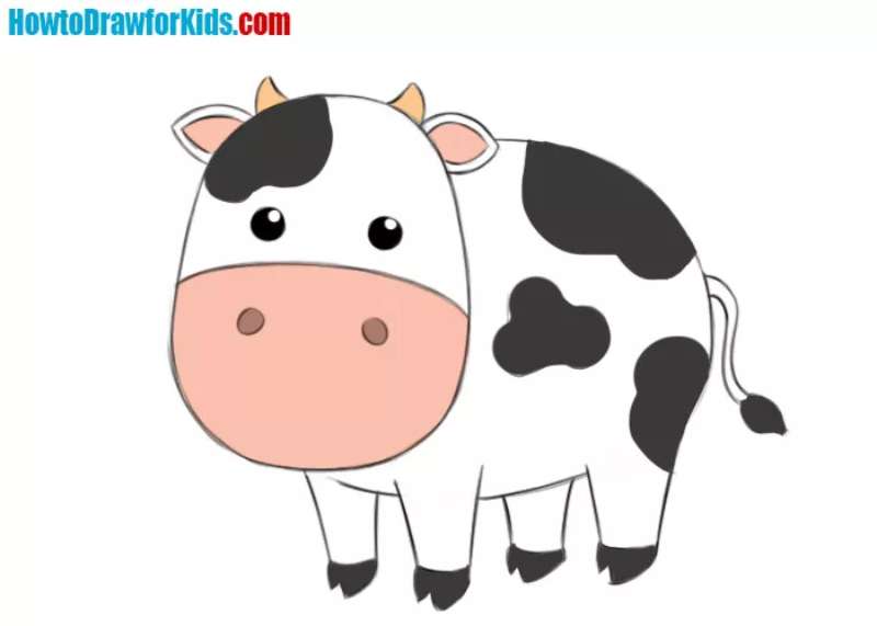 Doodling-Dairy_-Cartoon-Cow-for-the-Kiddos How To Draw A Cow: Tutorials To Learn From