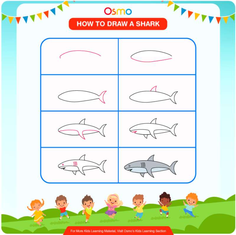 Little-Artists_-Shark-Drawing-for-Kids How To Draw A Shark: Tutorials To Learn From