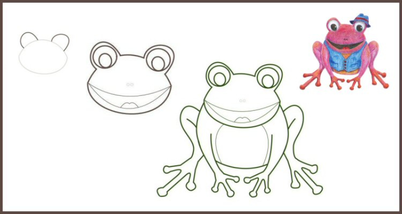 Painted-Frogs_-From-Sketch-to-Rainbow-Colors How To Draw A Frog: Tutorials To Learn From