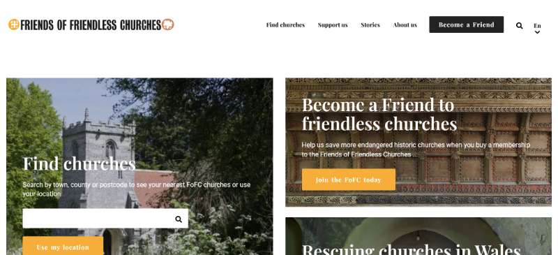 FRIENDS-OF-FRIENDLESS-CHURCHES The Best Charity Website Design Examples of the Year