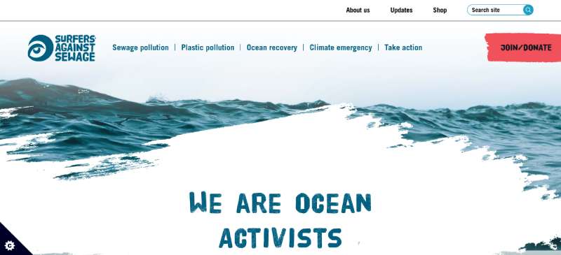 SURFERS-AGAINST-SEWAGE The Best Charity Website Design Examples of the Year