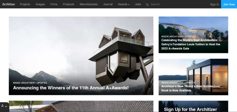 Architizer Architecture Website Design Inspiration: 25 Examples