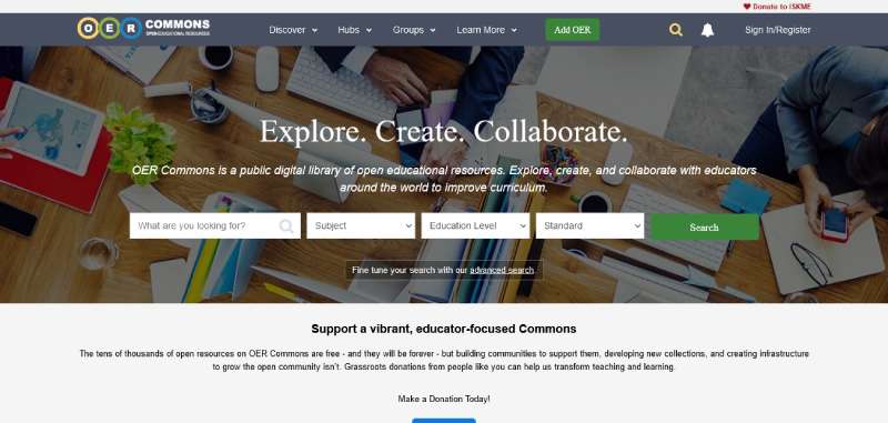 OER-Commons Website Design for Teachers: 26 Examples