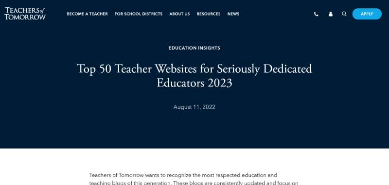 Teachers-of-Tomorrow Website Design for Teachers: 26 Examples